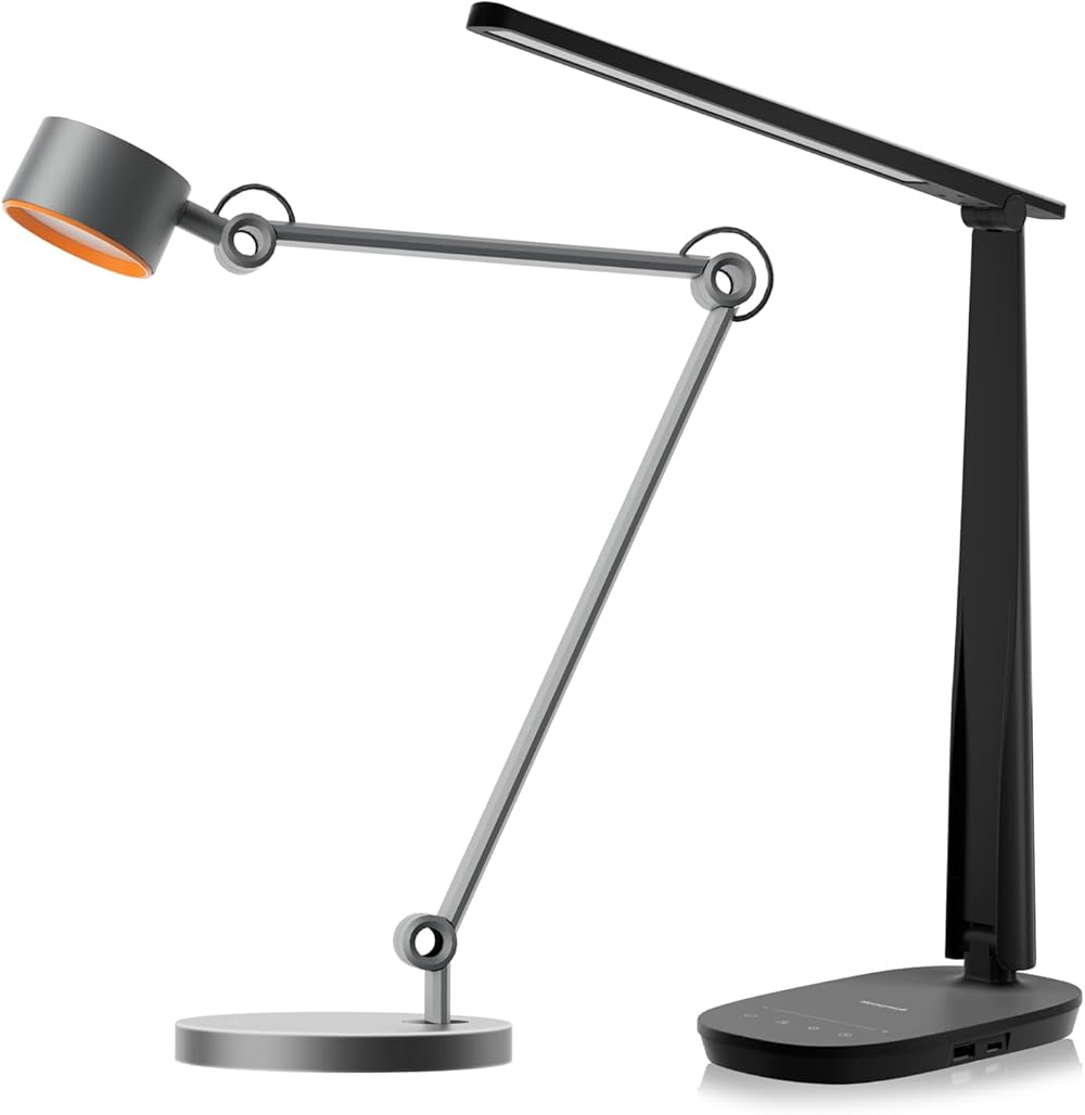 Honeywell LED Desk Lamp Office - 01A+ H2 Sunturalux™ Table Lamp Eye Caring Natural Light, 4000K Dimmable Touch Desk Light Full Metal Efficient Light for Home Office Bedroom Read Study Work
