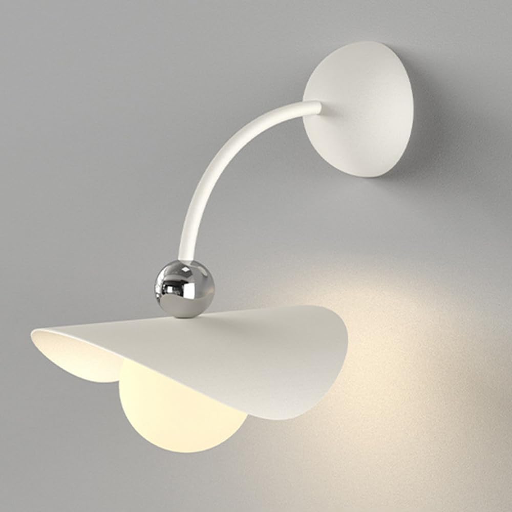 White LED Wall Sconce Modern Creative Flower Shape Wall Lamp Globe White PE Shade Home Decoration Adjustable 5W Minimalist Nordic Indoor Hardwired Wall Light for Bedroom Hallway