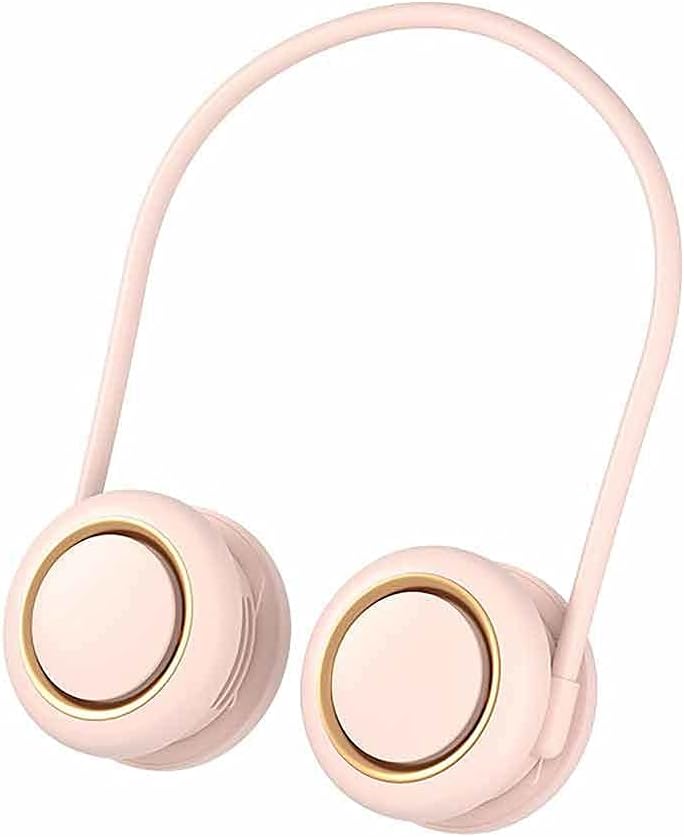 Neck Hanging Cooling Fan USB Rechargeable 3 Speed Portable Bladeless Cooler Summer Outdoor Travel Radiator Air Cooler Fan (Color : White) (Color : Pink)
