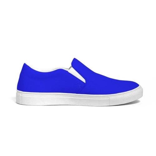 Casual Sneakers, Royal Blue Low Top Canvas Slip-on Sports Shoes