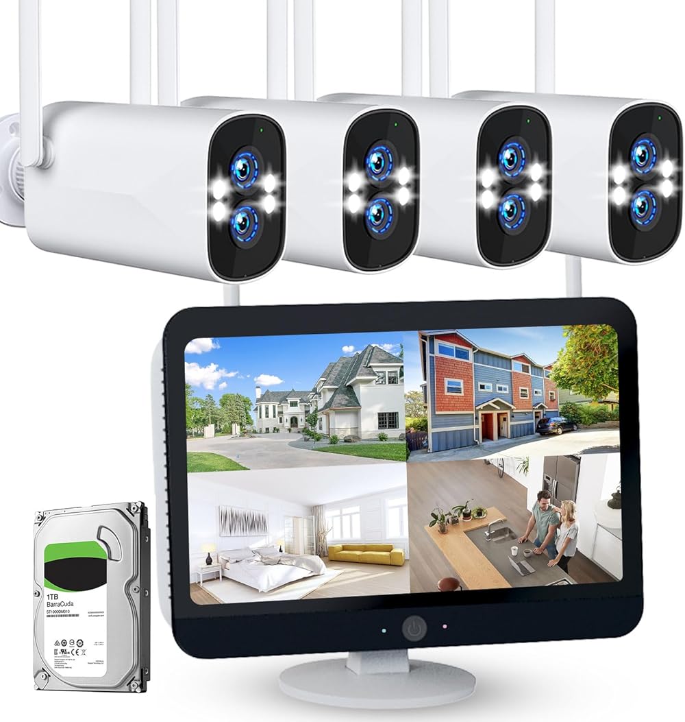 [Dual Lens 2K*2 &10X Zoom] Home Wireless Security Camera System with 12.5