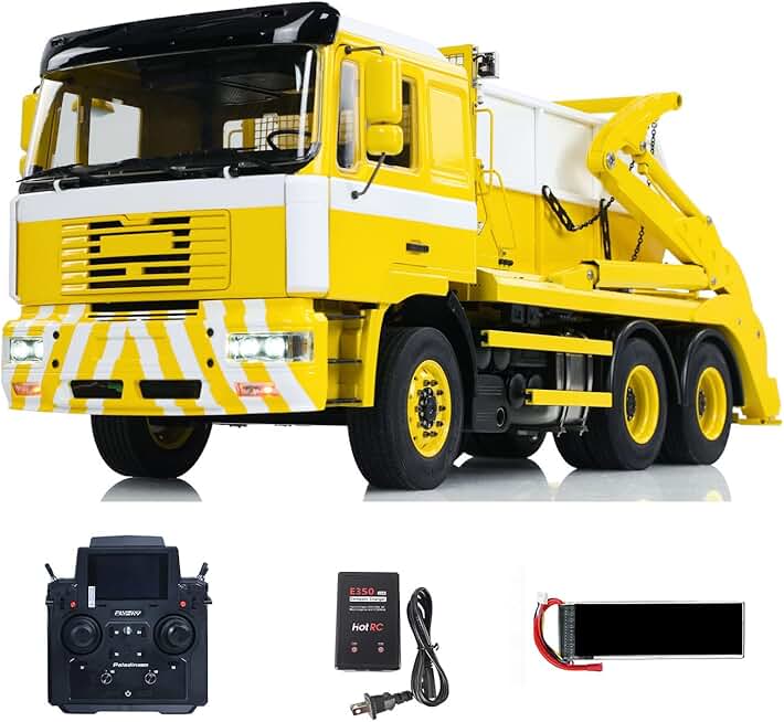 1/14 Metal RC Hydraulic Skip Loader Truck 4-Way Reversing Valve 2-Speed Gearbox VL18U F2000 Swing Arm Dump Car Model Light Sound System Hobby Grde Model