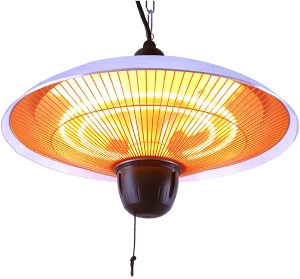 Electric Patio Heater 1500W for Outdoor Heating, Electric Hanging Patio Heater for Outdoors/Indoors, for Outdoor Heating with Adjustable Height, Quiet Operation (Color : Milk white)