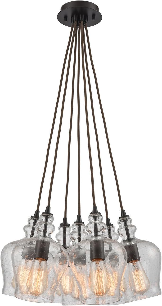 Menlow Park Mini Pendant - 7-Light in Oil Rubbed Bronze Finish, with Smoke Glass, Transitional Style