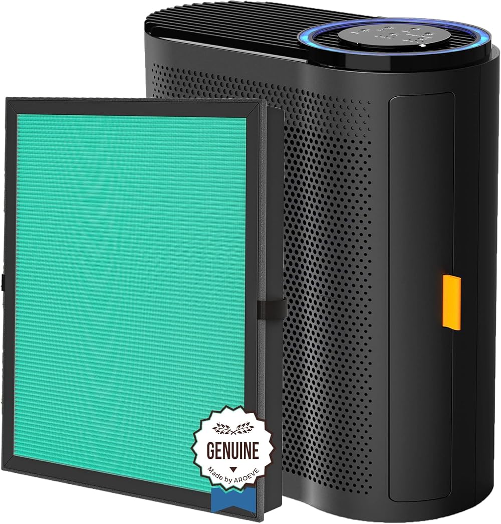AROEVE Air Purifier for Home(MK04-Black) with Two Air Filter(One Basic Version & One Pet Dander Version) for Dust, Pet Dander, Smoke, Pollen