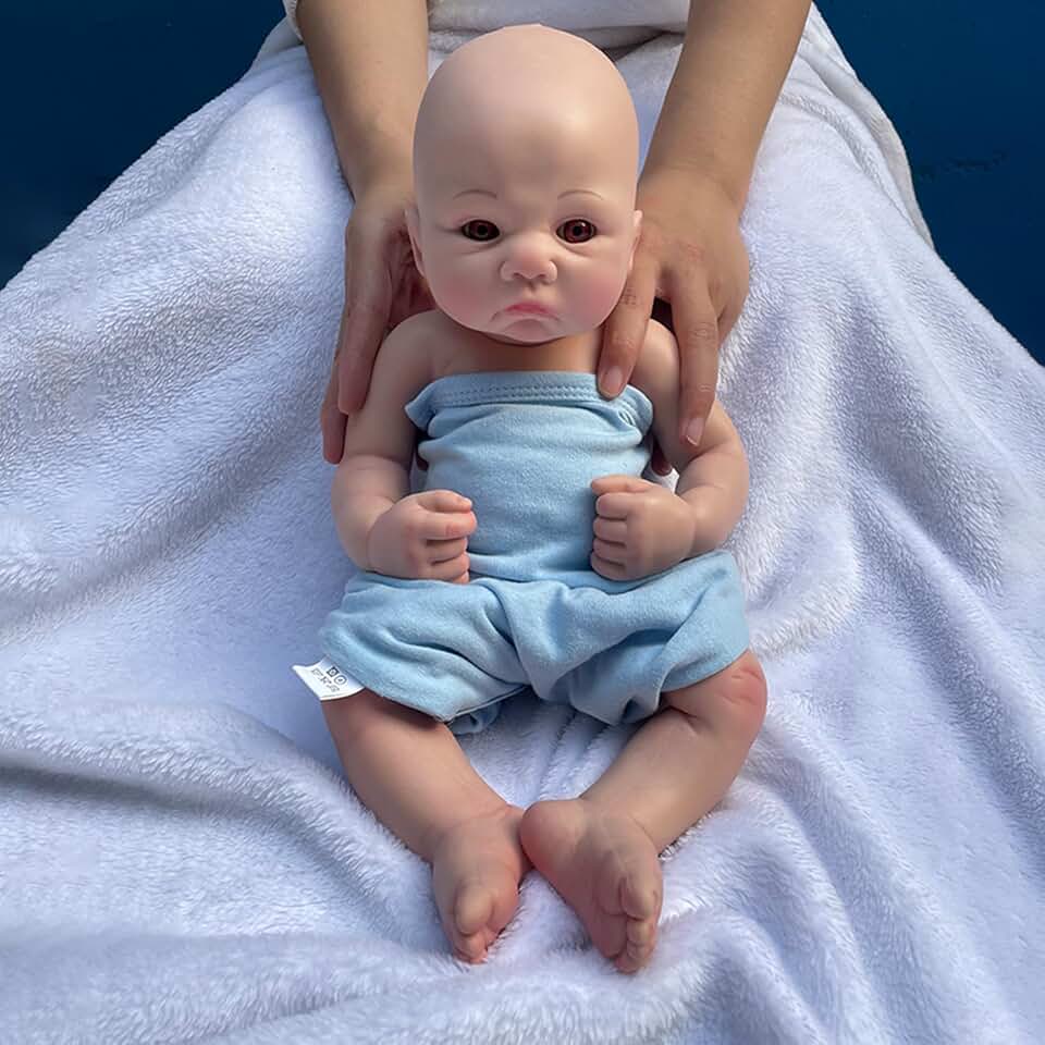 18 Inch Full Body Soft Platinum Silicone Reborn Baby Doll Boy, Non Vinyl Artificial Real Baby Weighted Squishy Newborn Preemy Toy