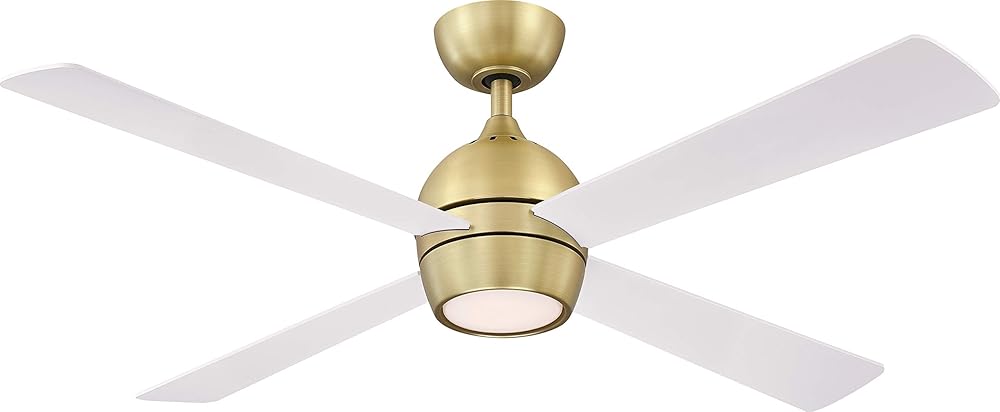 Kwad 52 inch Indoor Ceiling Fan with LED Light Kit - Brushed Satin Brass