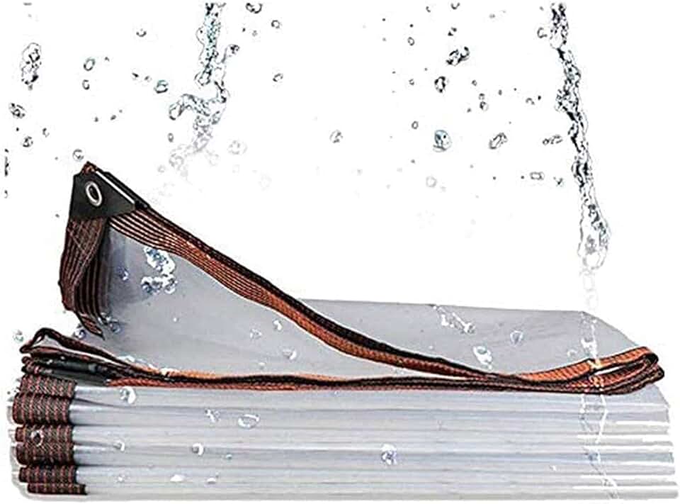 5x7m Tarp Waterproof Heavy Duty, Transparent Tarp Waterproof, Clear Tarpaulin Cover Waterproof, Tarps with Aluminum Grommets, Reinforced Edges, for Roof, Outdoor, Patio
