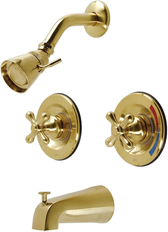 Kingston Brass KB667AX Vintage Tub and Shower Faucet, Brushed Brass