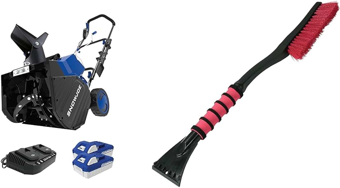 Snow Joe 24V-X2-SB18 18-Inch, 48-Volt IONMAX Cordless Snow Blower Kit (w/ 2 x 4.0-Ah Batteries + Charger), Blue & Mallory 532 26