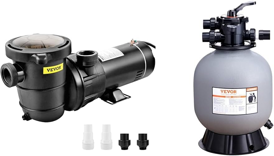 VEVOR Swimming Pool Pump and Sand Filter System, 1.5HP 1100W 88 GPM Pool Pump with 19