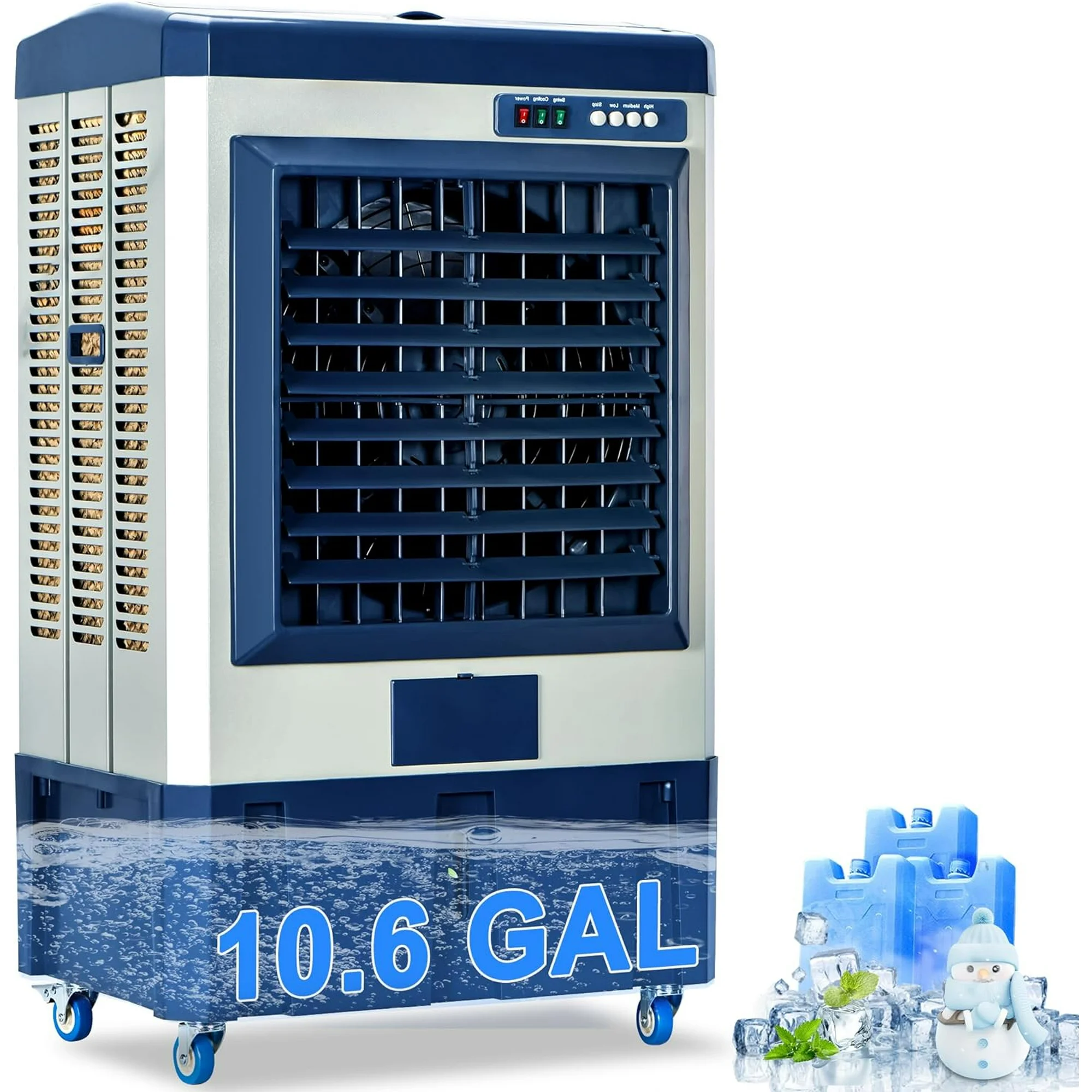 Swamp Cooler, 3531 CFM Evaporative Air Cooler, 10.6 Gal Water Tank Outdoor Air Conditioner, 3 Speed,3 Ice Boxes,Suitable for Indoor & Outdoor Garage,Patio,courtyard,factory workshop,40inch