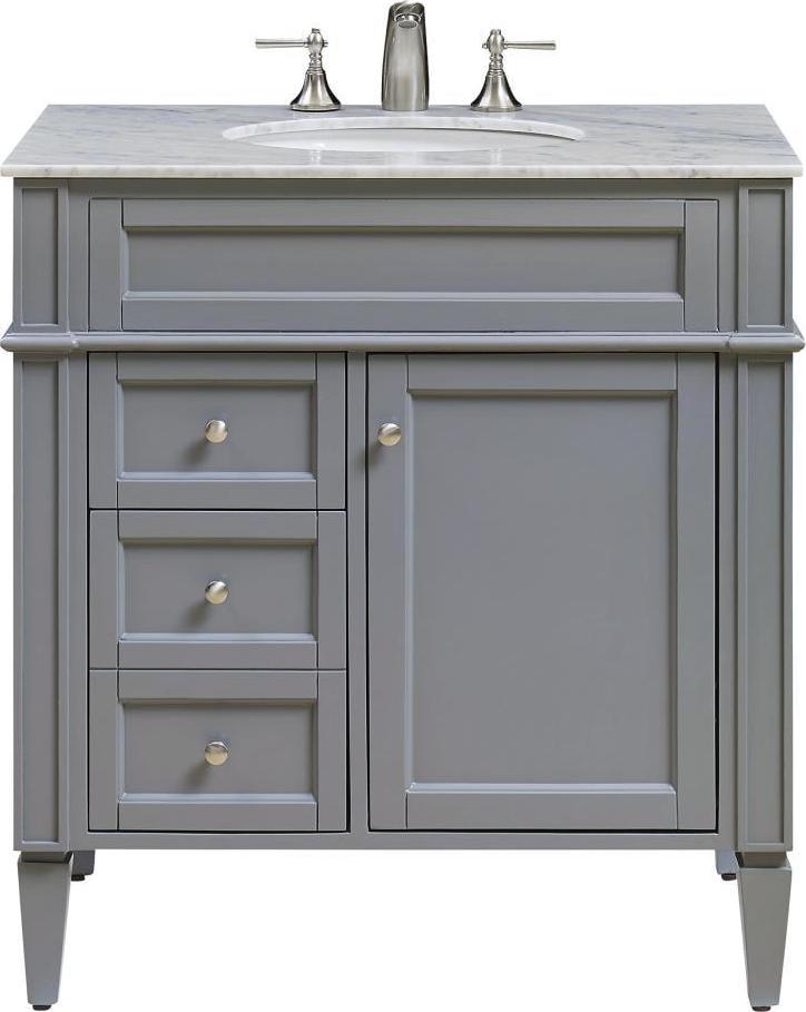 Elegant Decor First Impressions 32-in Gray Undermount Single Sink Bathroom Vanity with White Carara Marble Top