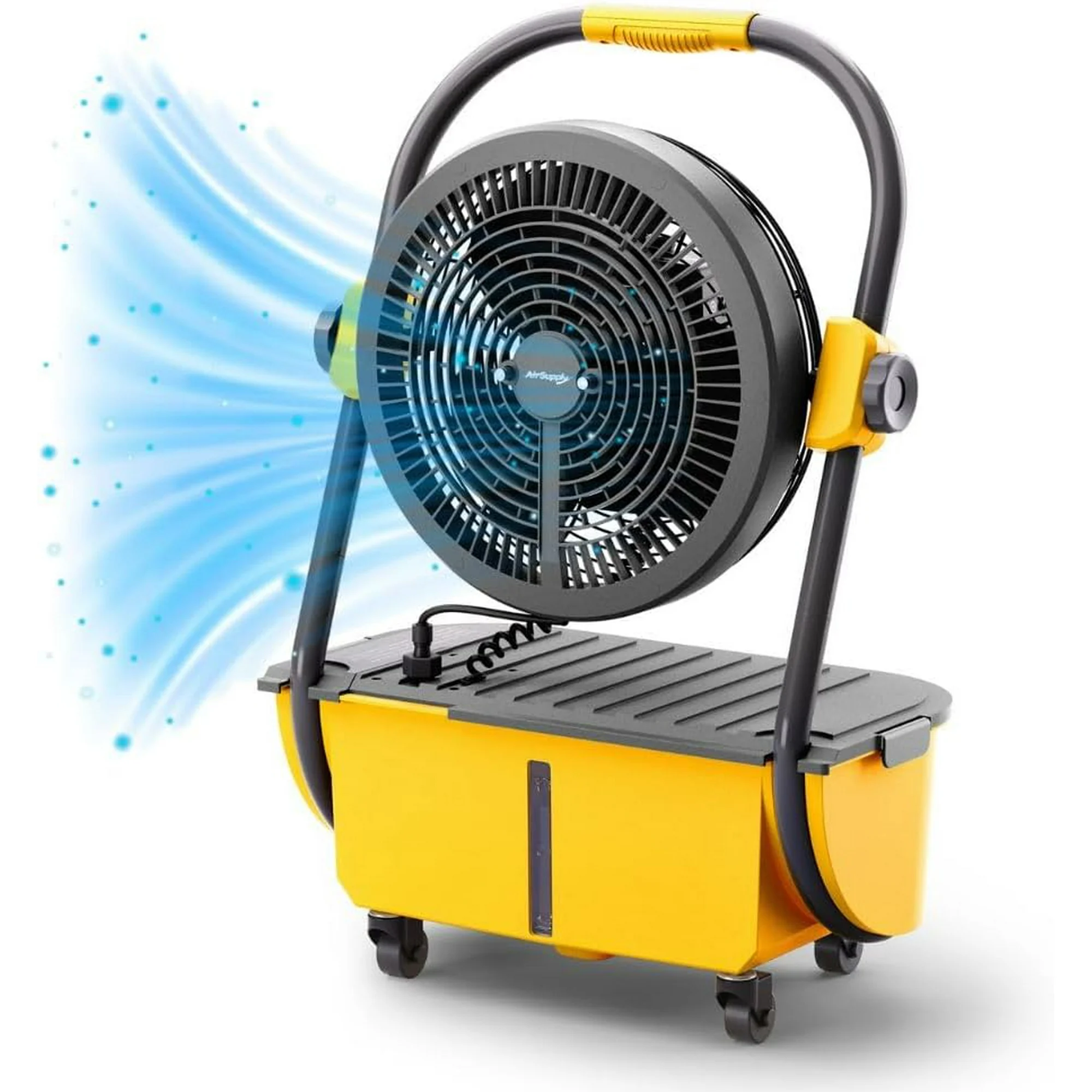 TURBRO Cordless Misting Fan with 19,200mAh Rechargeable Battery, Portable Floor Fan with 2.9 Gal Water Tank and Pump, 120 Oscillation, 15ft Mist Range, for Outdoor Sports, Poolside, Barbeque, Camping