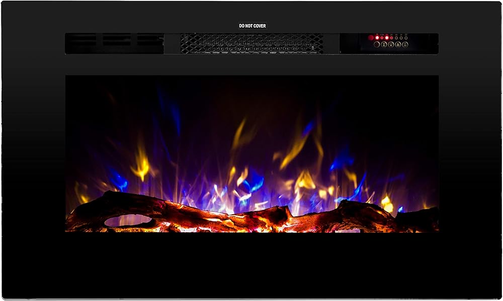 Touchstone Smart Electric Fireplace-The Sideline® 28 Inch Wide-in Wall Recessed-30 Realistic Ember Color/Flame Options-1500W Heater w/Thermostat-Black-Log & Crystal Hearth Options -Alexa/WiFi Enabled