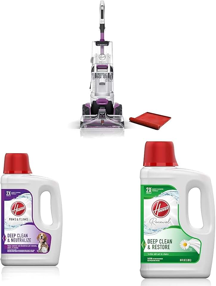 Hoover SmartWash Automatic Carpet Cleaner Spot Chaser Stain Remover Wand & Paws & Claws Deep Cleaning Carpet Shampoo with Stainguard & Renewal Deep Cleaning Carpet Shampoo