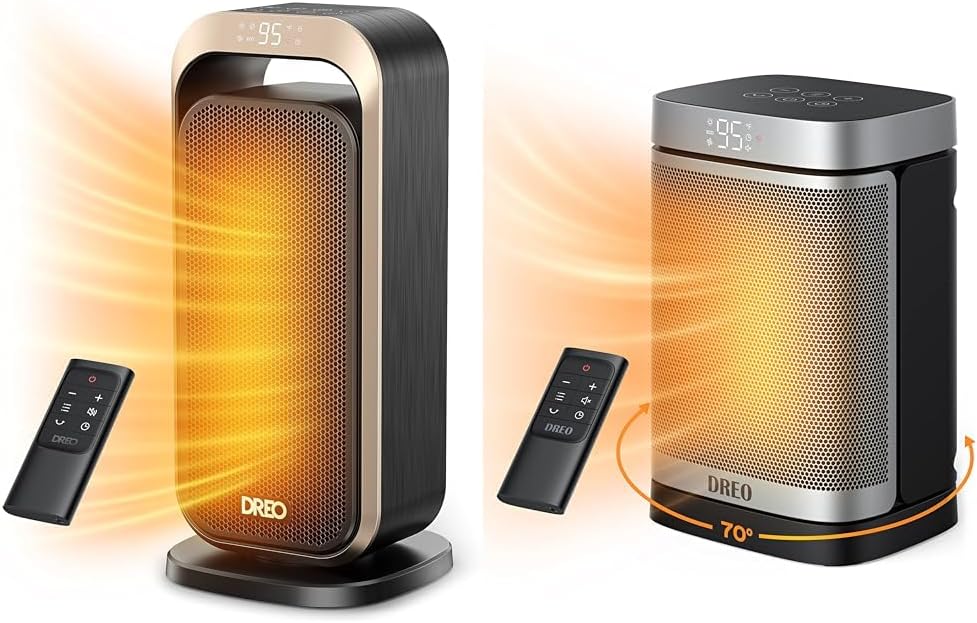Dreo Space Heaters for Indoor Use, Portable Heater with 70°Oscillation, 1500W Electric Heater & Space Heater Indoor, 1500W Portable Heaters with Remote, PTC Ceramic Electric Heater
