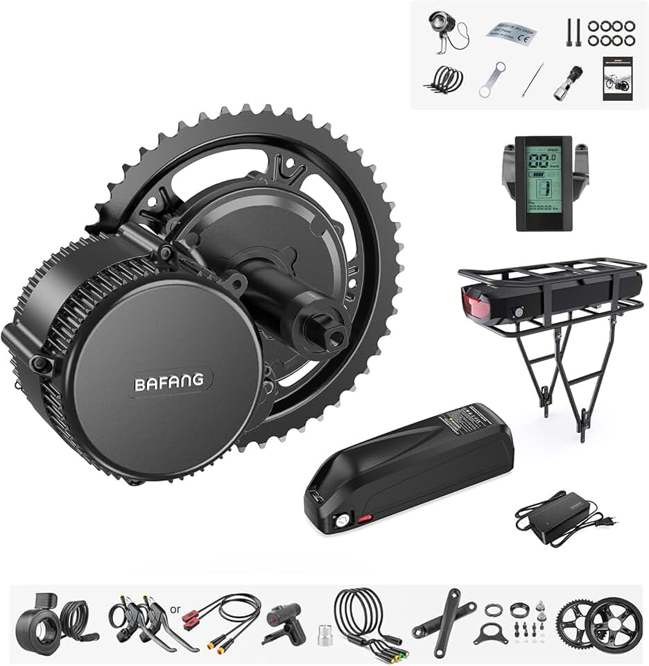 BAFANG BBS02B 36V/48V 500W Mid Drive Kit 48V Ebike Motor with DIY LCD Display/Controller Electric Bikes Conversion kit for Mountain Bike(C965 Display,No Battery)