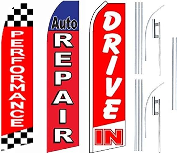 Auto Shop Services Super Flag 3 Pack & Poles-Performance-Auto Repair-Drive In