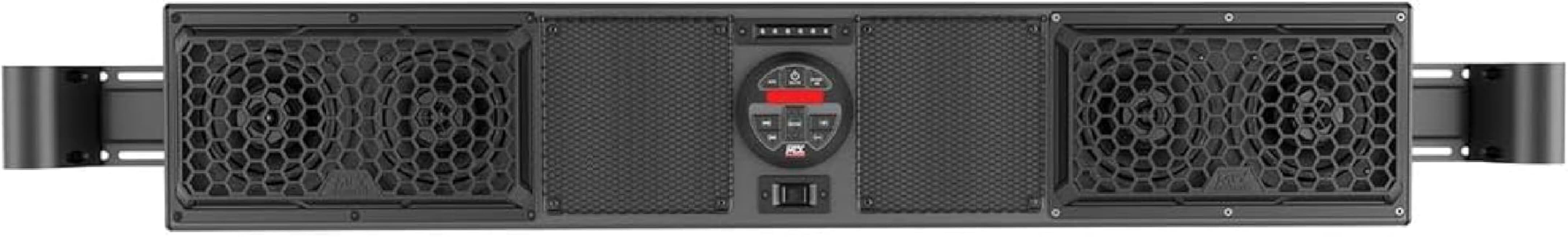 MTX Mud Series MUDSYS46 Overhead Bluetooth UTV Sound System with 3.5-Millimeter Auxiliary, USB, and AM/FM Radio, Black