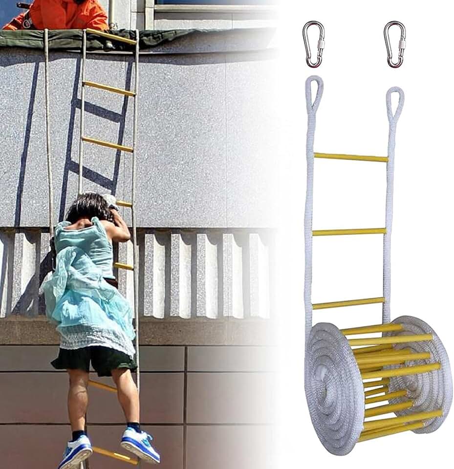 Emergency Fire Escape Ladder,Safety Window Ladder fire Escape 2 Story,with Hooks,Flame Resistant Climbing Rope Ladders,Weight up to 925 pounds(3M-30M) (Size : 20m/65.6ft)