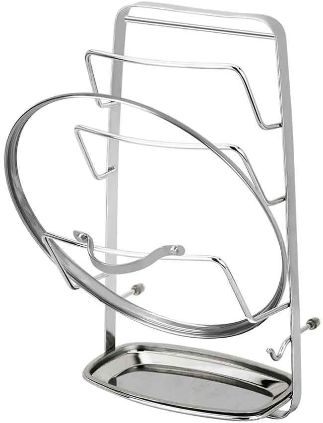 Multi-Layer Kitchen Shelf Pot Lid Rack Organizer Stand for Lids Pan & Cutting Board Holder Storage Stainless Steel Dish Rack