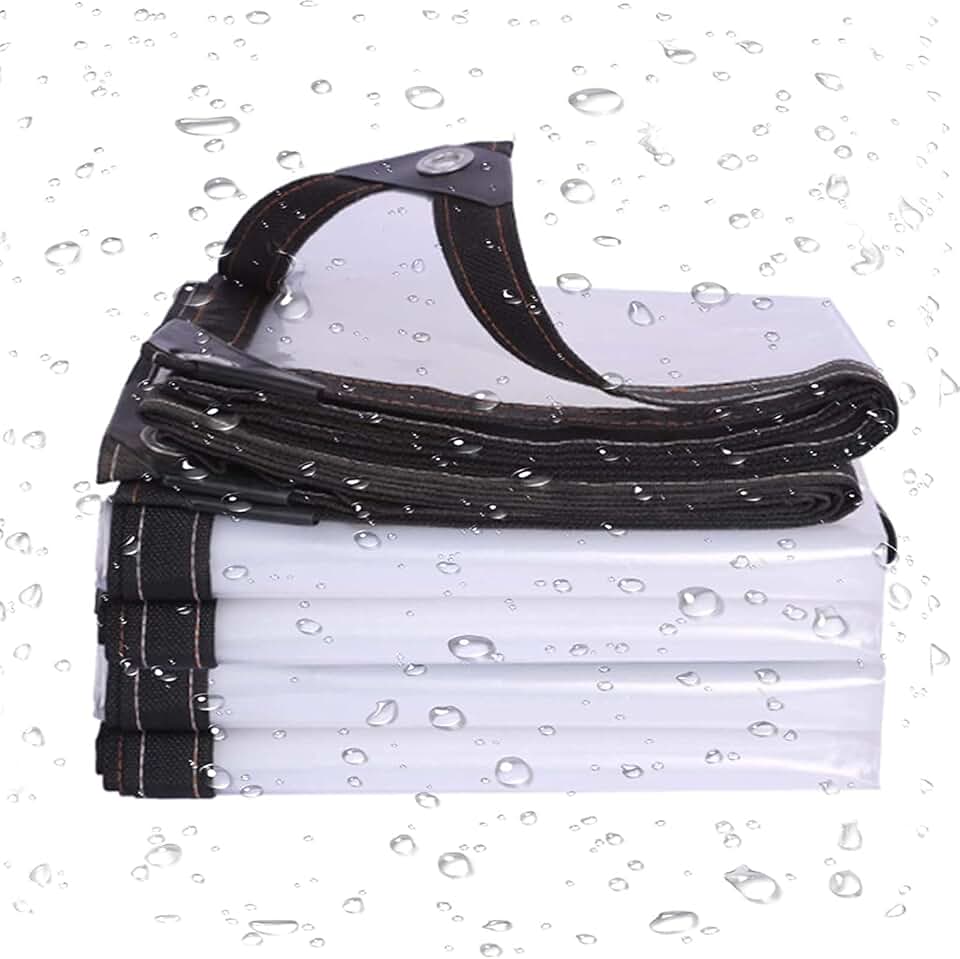 Tarps Cover Heavy Duty Waterproof 7x9m, Transparent Tarp with Grommets, Transparent Tarpaulin Waterproof, Clear Tarp for Greenhouse, Reinforced Edges, Multi-Purpose Tarpaulin