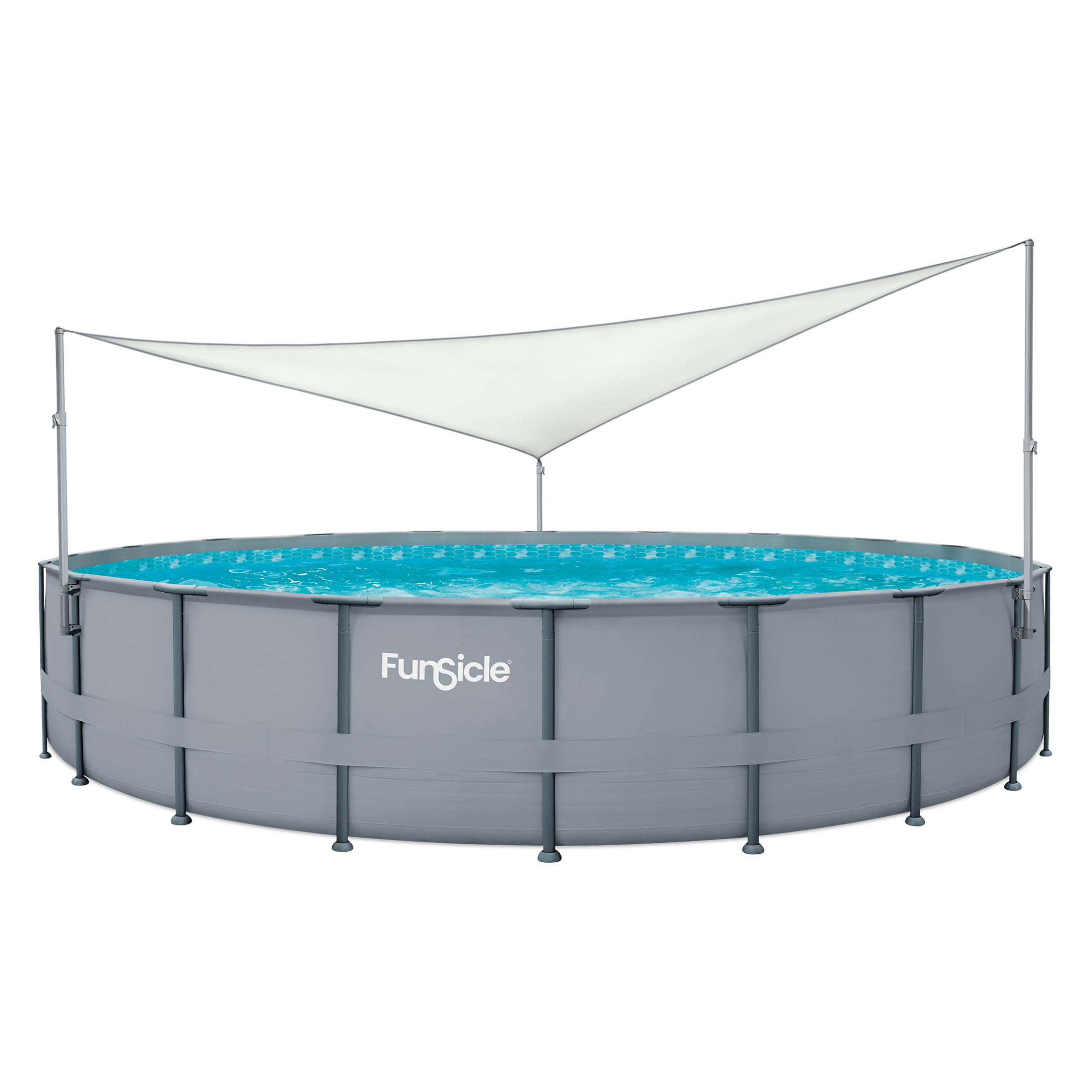 Funsicle Above Ground Swimming Pool Canopy, Sun Shade, White, Triangular, Adults, Unisex