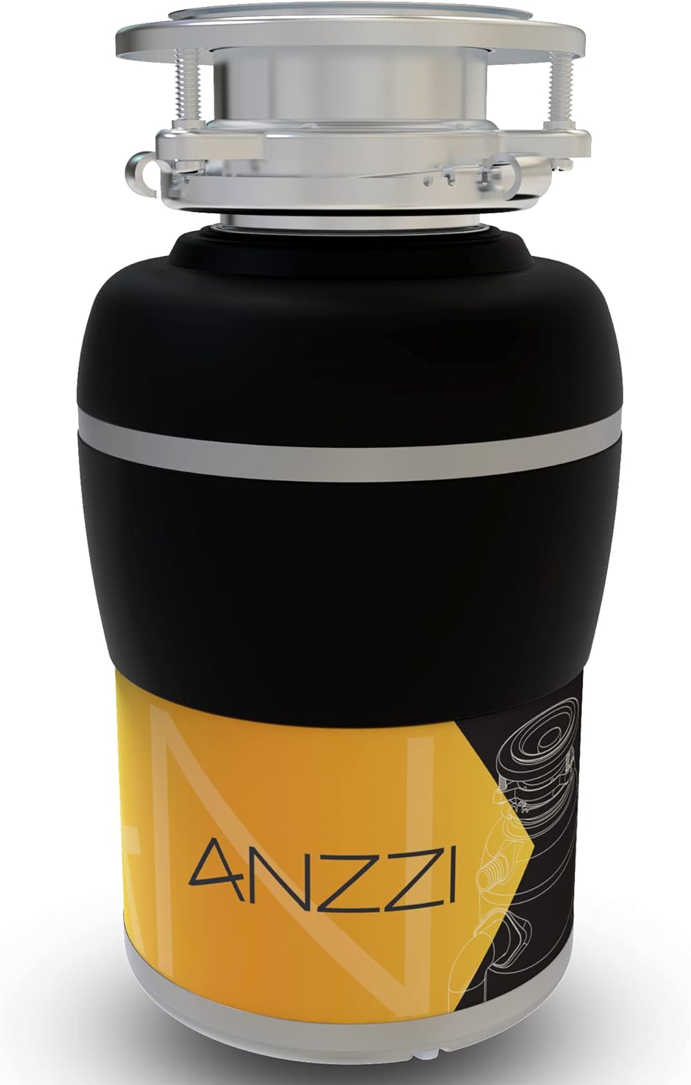 ANZZI MEDUSA 3/4 HP Continuous Feed Compact Undersink Garbage Disposal with Pre-installed Power Cord in Black Finish | GD-AZ234