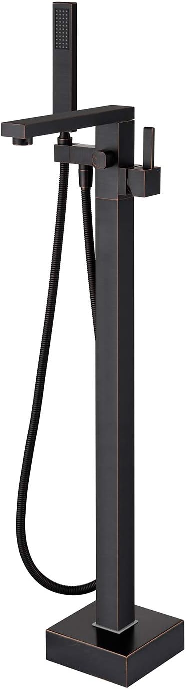 Freestanding Bathtub Faucet Tub Filler Oil Rubbed Bronze Floor Mount Bathroom Faucets Brass Single Handle with Hand Shower