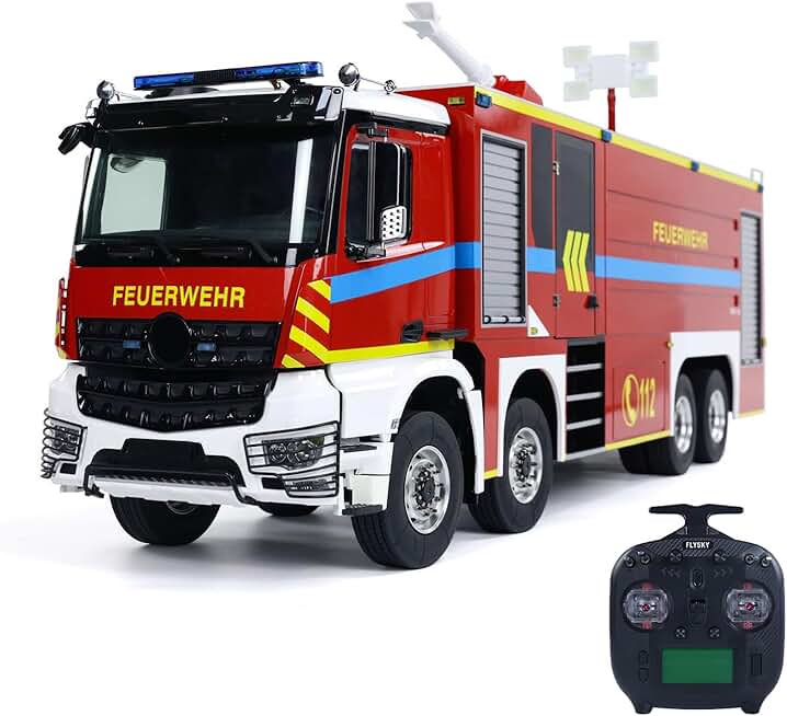 1/14 8X4 RC Fire Fighting Truck Metal Chassis Radio Control Fire Car Light Sound System Motor Servo ESC