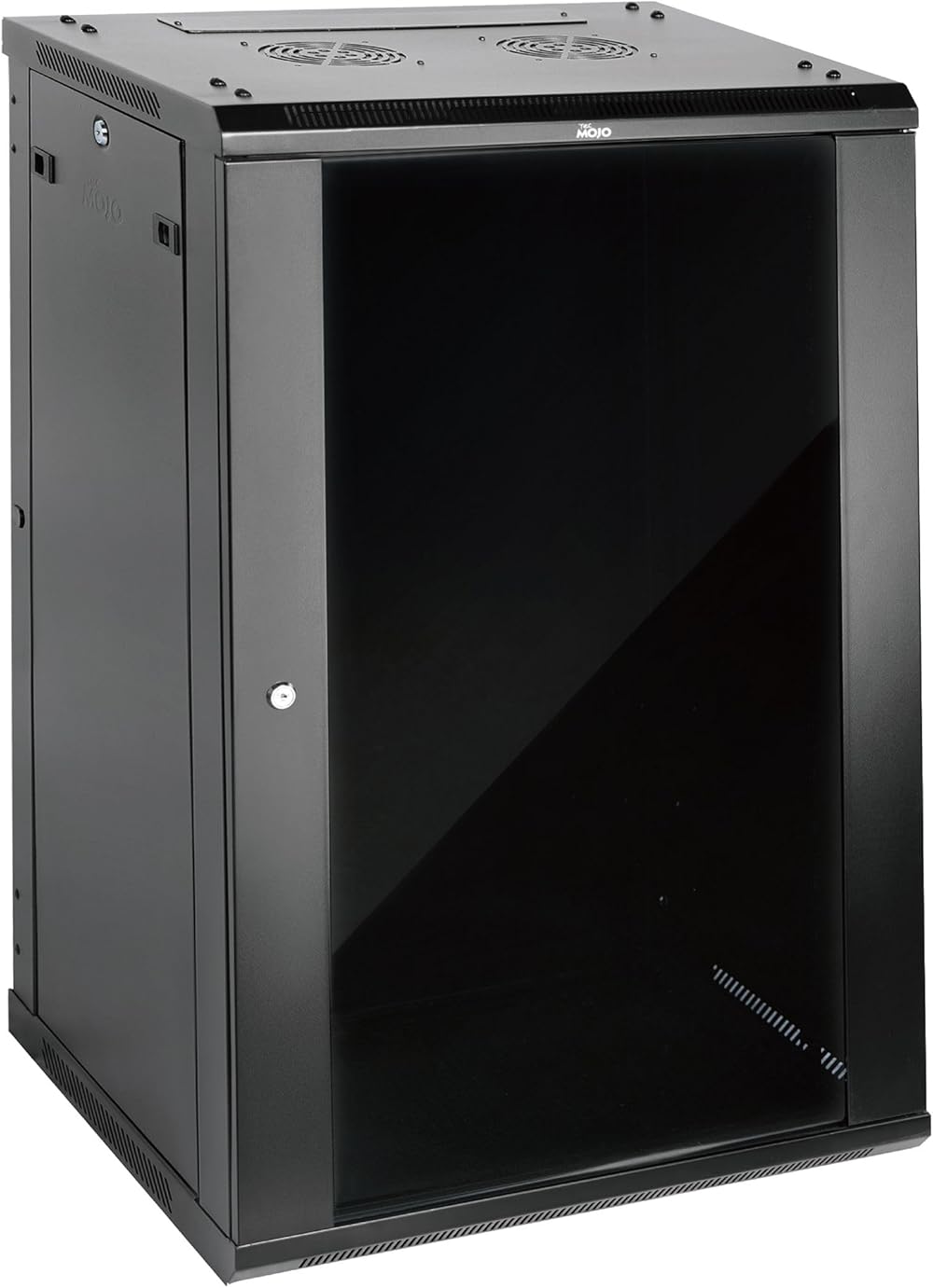 18U Wall Mount Server Cabinet,23.6inch Depth Elite Network Cabinet,Network Rack,Server Rack for 19inch Computer/AV/Data/IT/Media Equipment,Black,with Cooling Fans,Glass Door, Flat Pack