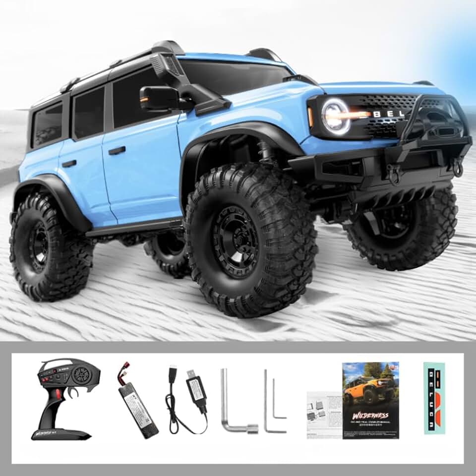 RC Crawler 1/10 Rc Car 4WD RTR HB R1001 with LED 2.4G Electric Remote Control Rock Buggy Off-Road Vehicle Rc Cars for Adults (Blue)