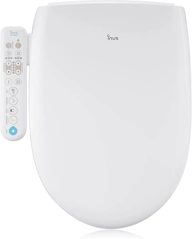 Inus N22 Electric Heated Bidet Toilet Seat Elongated, Warm Water, Smart Heated Water Luxury Bidet Toilet Seat with Kids Mode, Air Dryer, Self Cleaning, Tankless, Smart Touch Panel & Temp Control