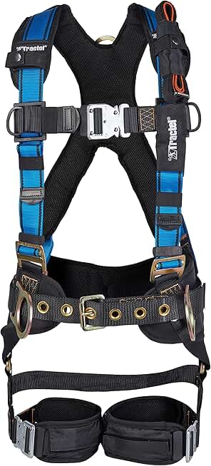 Tractel FMT95S elastrac® Construction, Fall Arrest Safety Harness, S, Tool Belt, Back/Sternal/Side D-Rings