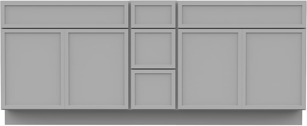 78 Inches Bathroom Vanity Base Cabinet Without Sink, Double Sink Top Sturdy Floor Mounted Cabinet with Door & Soft Closing Drawers, Grey, VA4133-2+VA4112-3