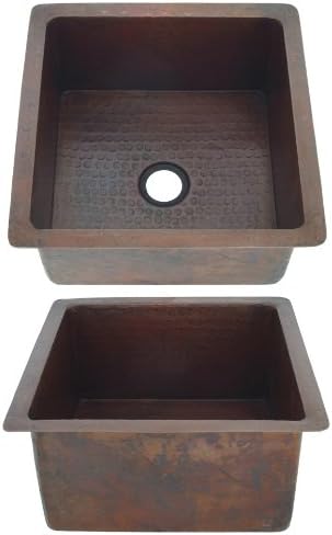 15 inch Square Copper Bar/Prep Sink with Squared Corners
