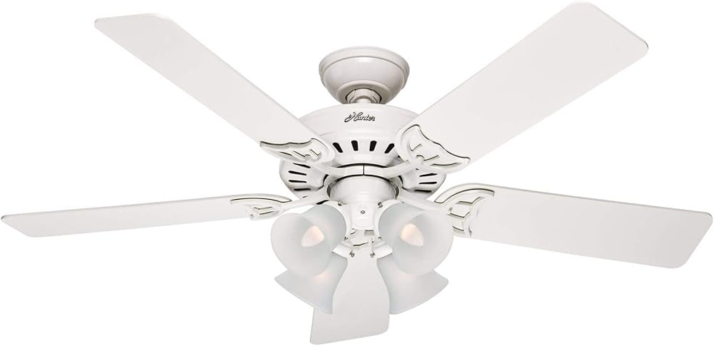 Hunter Fan Company, 53062, 52 inch Studio Series White Ceiling Fan with LED Light Kit and Pull Chain
