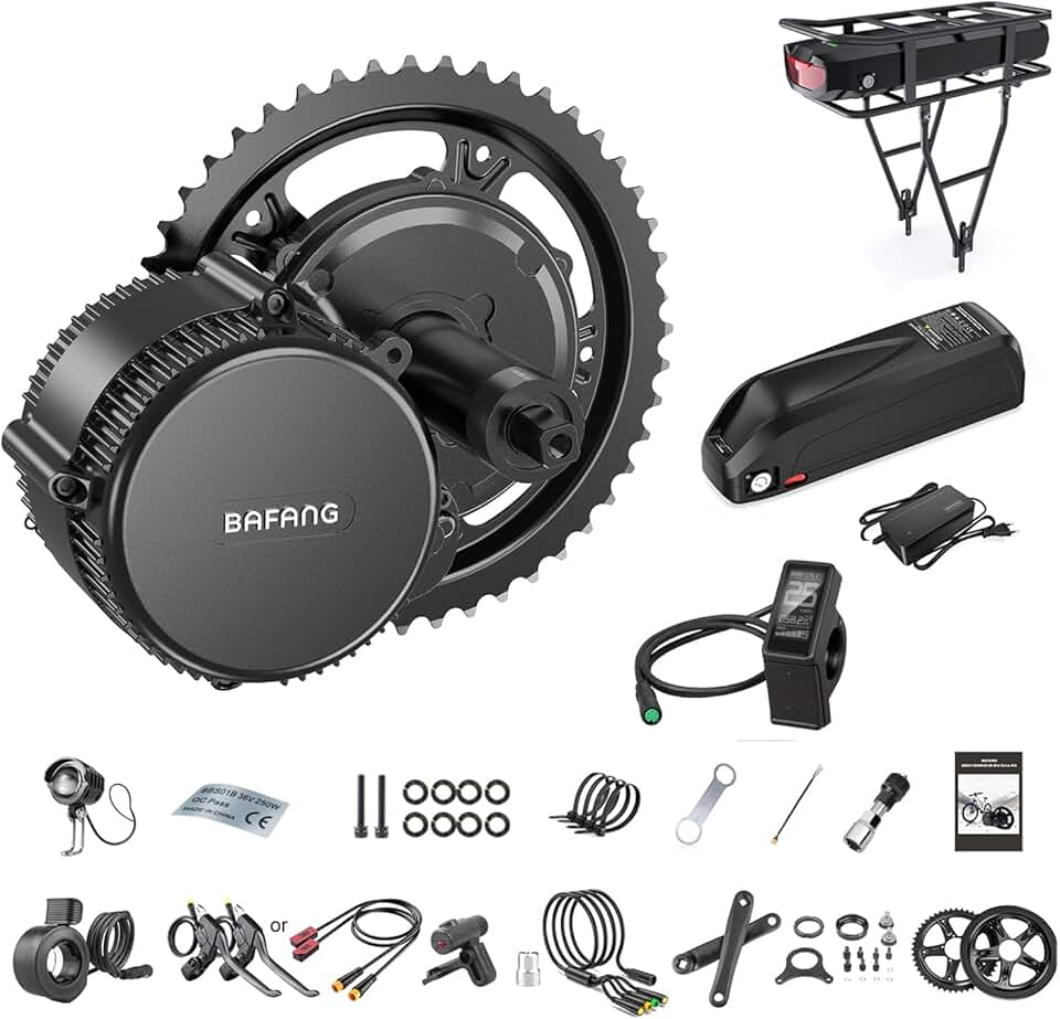 BAFANG BBS02B 36V/48V 500W Mid Drive Kit 48V Ebike Motor with DIY LCD Display/Controller Electric Bikes Conversion kit for Mountain Bike(DM03 Display,No Battery)