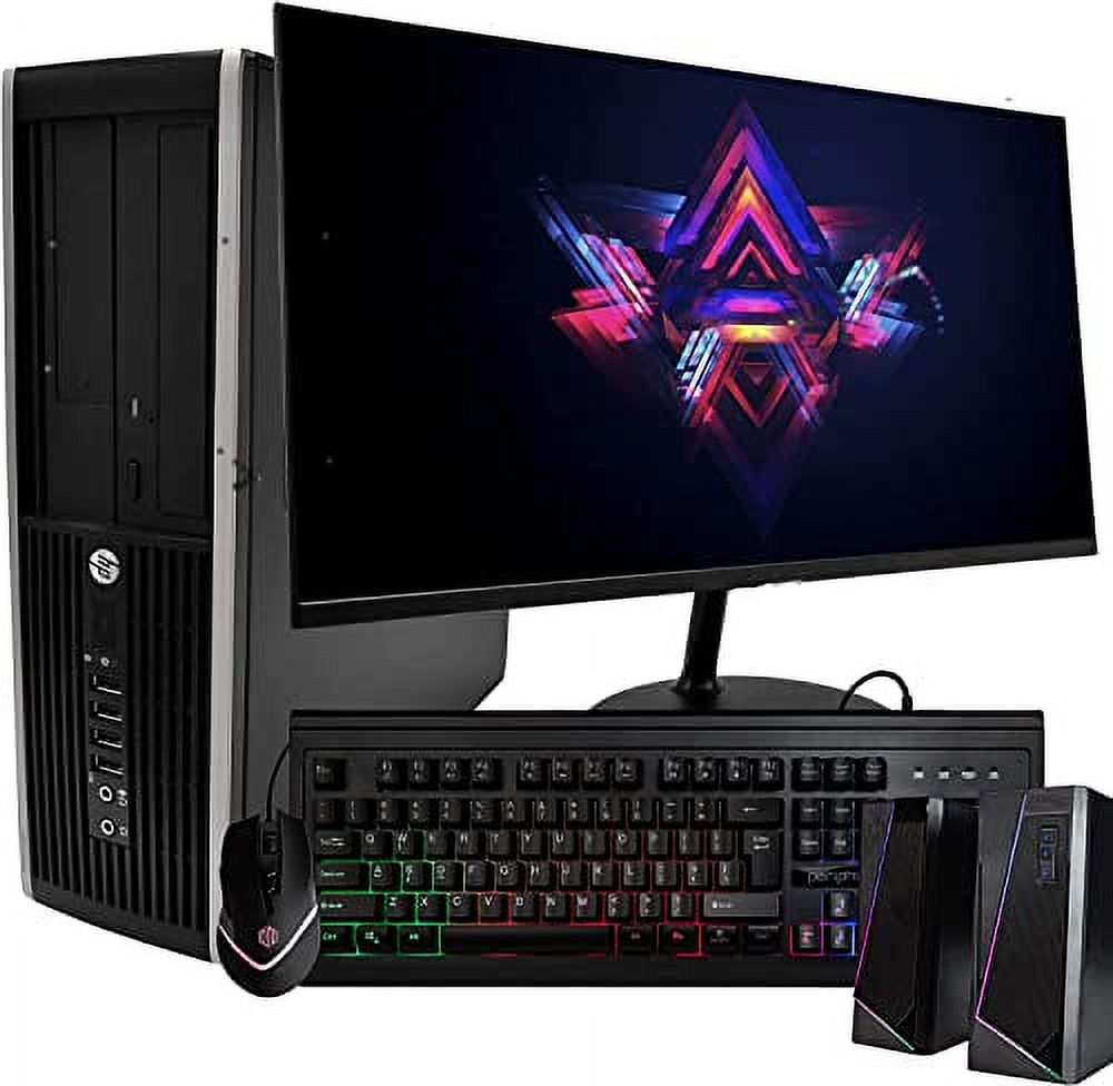 HP Elite Desktop PC Computer | Intel Quad-Core i5 | 8GB Ram | 1TB HDD | 24 Inch LCD Monitor (1080p HDMI), RGB Keyboard + Mouse | RGB Desk Speakers | WiFi + Bluetooth | Windows 10 (Used)...