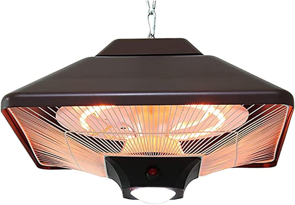 NaoSIn-Ni Patio Heater, 2000W Hanging Patio Radiant Heater, Electric Remote Control Infrared Heaters with LED and 2 Gears Adjustable Waterproof