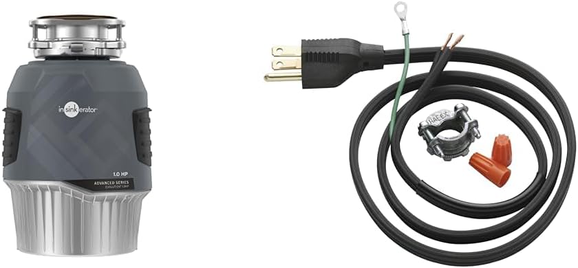 InSinkErator EVOLUTION 1HP 1 HP, Advanced Series Continuous Feed Food Waste Garbage Disposal, Gray & Garbage Disposal Power Cord Kit, CRD-00