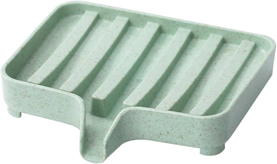 Soap Box Soap Dish Bath Storage Box Drain Tray Rack in Bathroom (Color : Green)