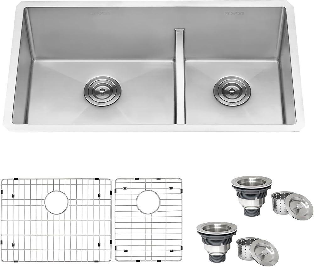 Ruvati 28-inch Low-Divide Undermount Tight Radius 60/40 Double Bowl 16 Gauge Stainless Steel Kitchen Sink - RVH7255