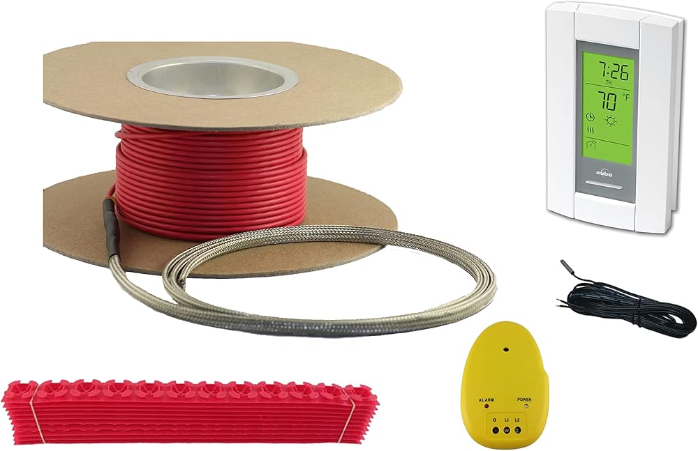20 Sqft Cable Set, Electric Radiant Floor Heat Heating System with Digital Floor Sensing Thermostat, Including Thermostat Sensor, Installation Monitor and Cable Guides