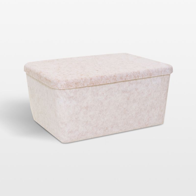 Sortjoy Wide Stone Sculpted Storage Bin with Lid