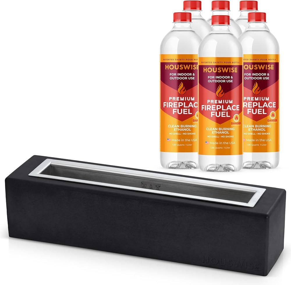 Tabletop Fire Pit (Rectangle) and 6-Pack Ethanol Fuel Bundle