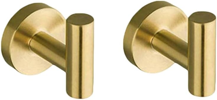 Stainless Steel Bathroom Set Wall-Mounted Towel Bar Toilet Paper Rack Hook Brushed Gold Bathroom Hardware Set,2 Hooks