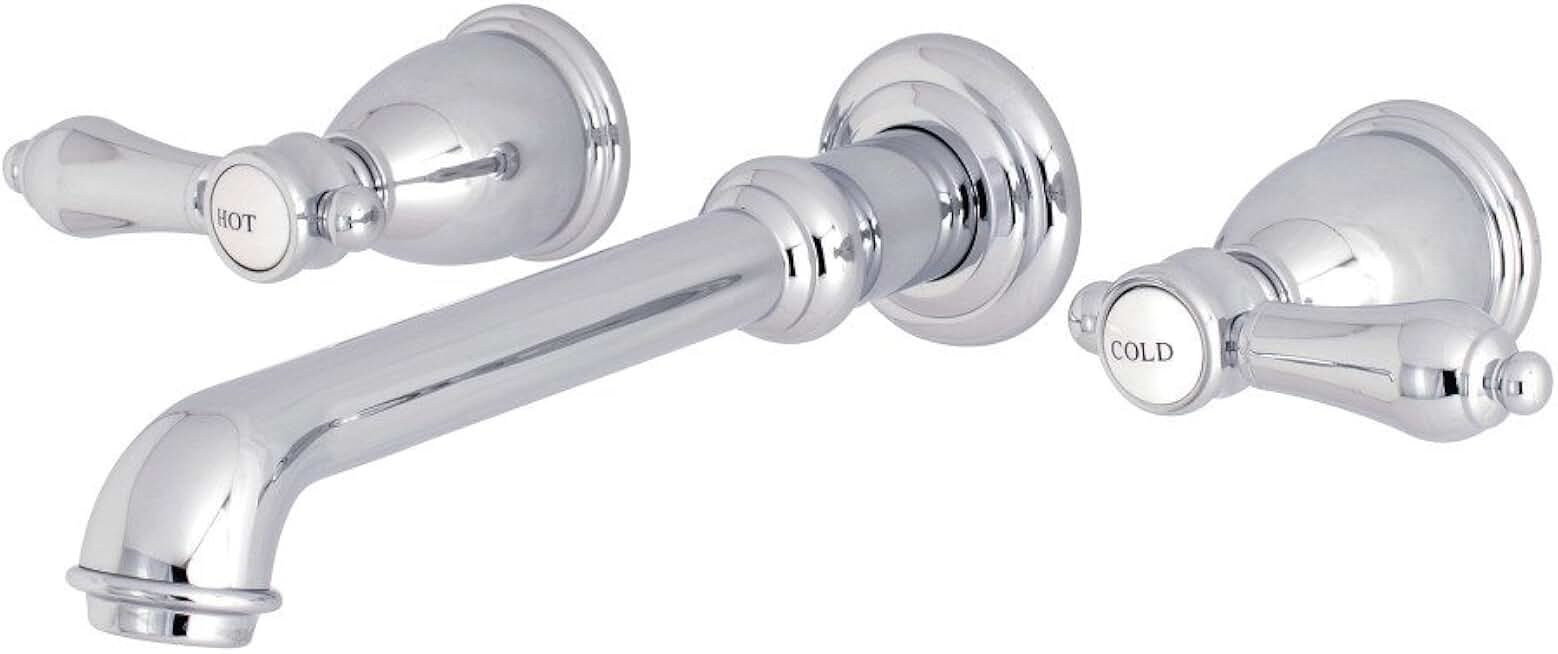 Kingston Brass KS7021BAL Heirloom Two-Handle Wall Mount Tub Faucet, 10-7/16 inch in Spout Reach, Polished Chrome