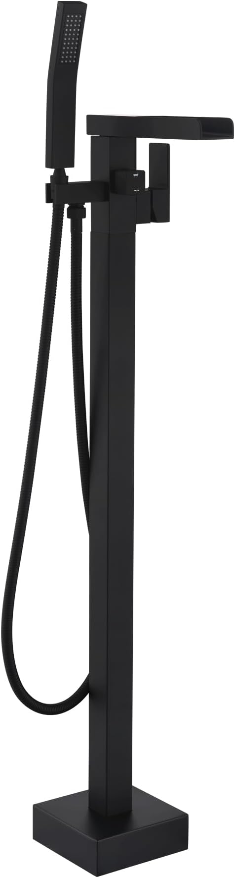 STESSO Standing Tub Faucet, Tub Filler Standing Freestanding Bathtub Faucet, Matte Black Floor Mount Bathtub Faucets with 2 Function High Flow Handheld Sprayer and 360 Degree Swivel Waterfall Spout